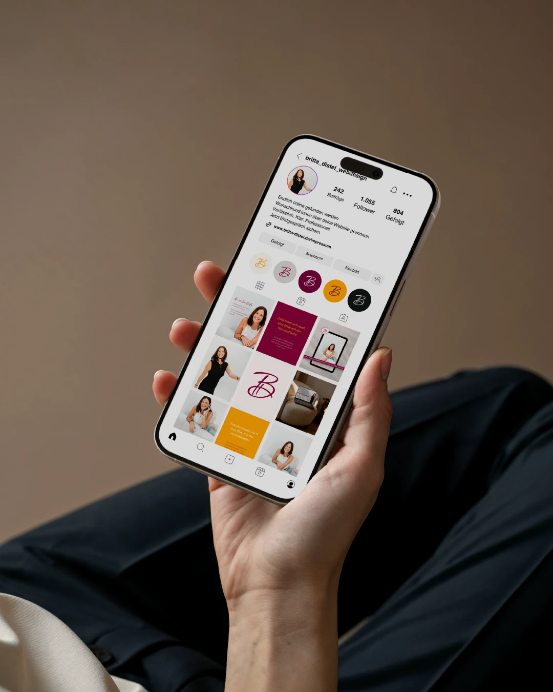 Mockup des neuen Instagram Feeds mit neuem Brand Design von Elena Joos.