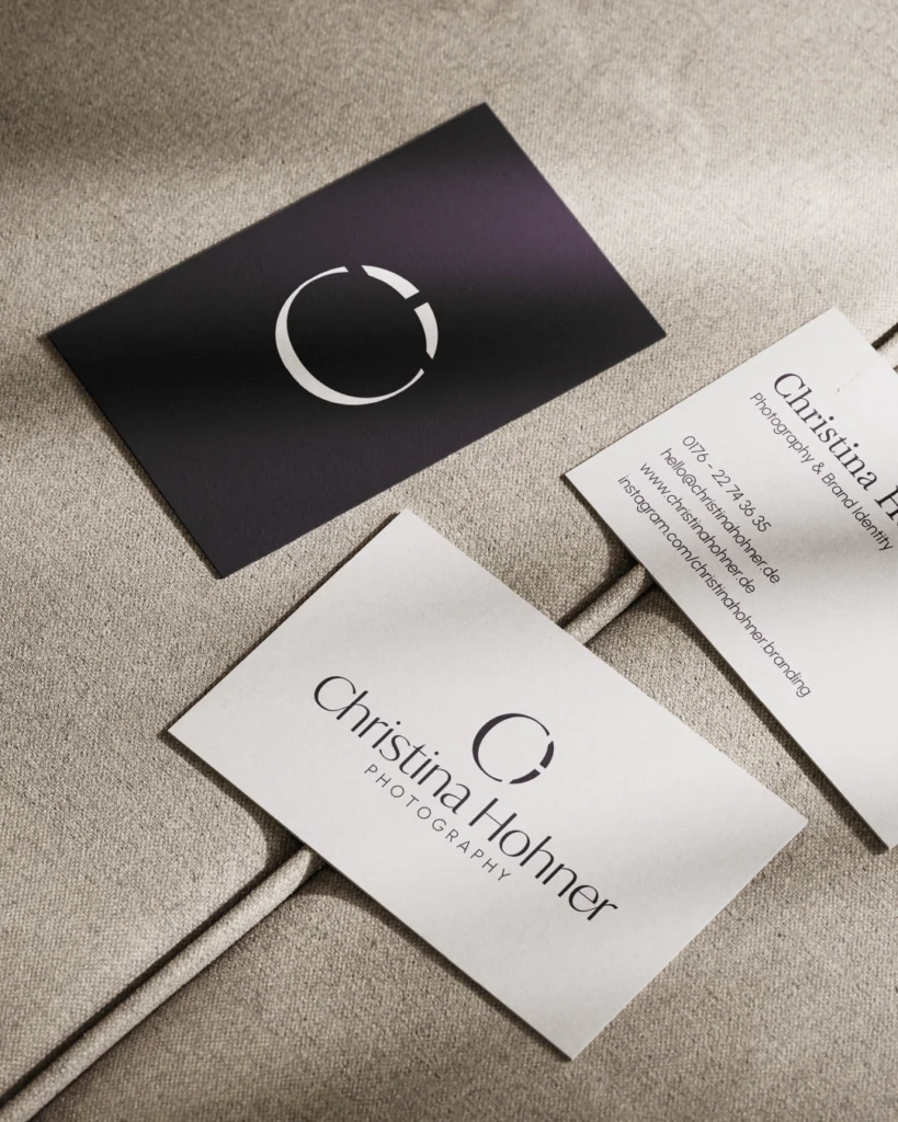 Visitenkarten mit dem neuen Brand Design für die Personal Brand Fotografin Christina Hohner